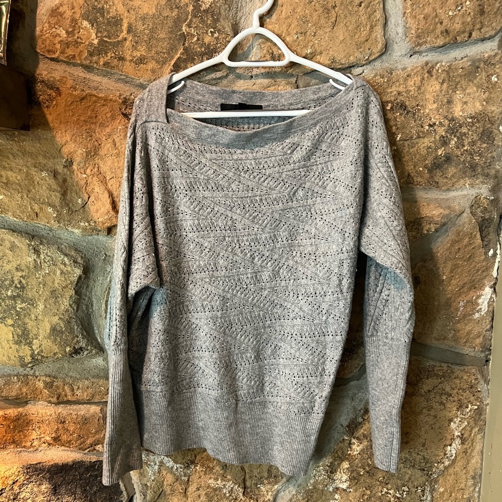 White House Black Market Off-the-Shoulder Gray Sweater